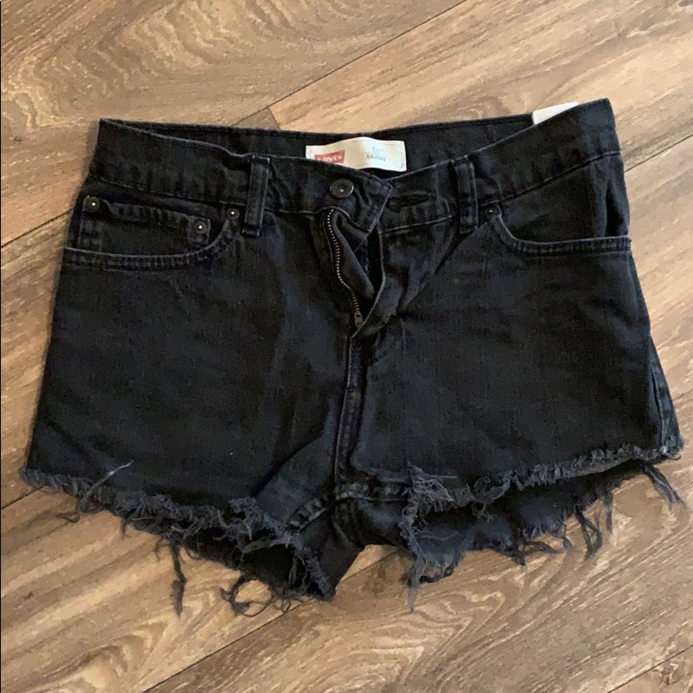 Black denim high waisted shorts
